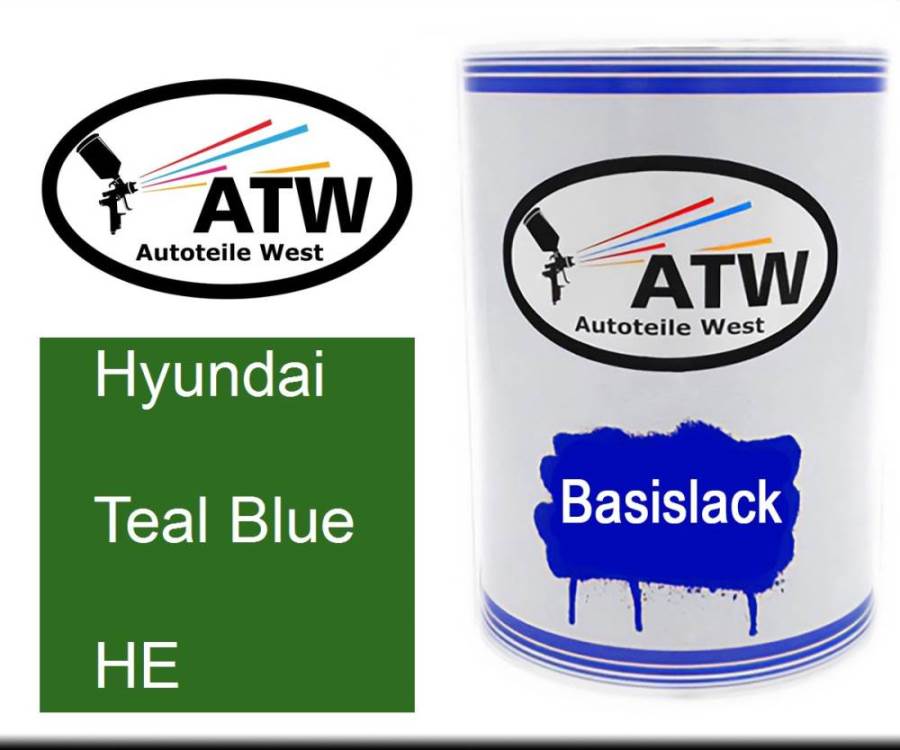 Hyundai, Teal Blue, HE: 500ml Lackdose, von ATW Autoteile West.